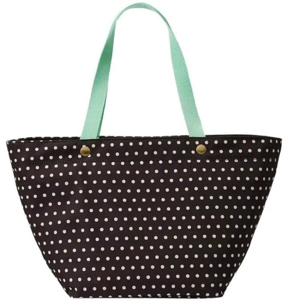 Fossil Keyper Nylon Polka Dots Zip Closure Shoulder Shopping Beach Tote Bag